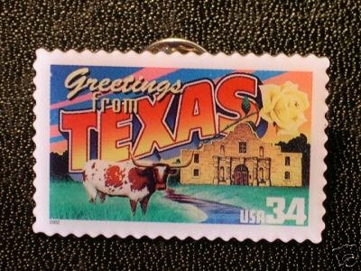 Texas Greetings Stamp Pin lapel pins tie tac 3738 NIP S