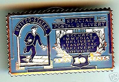 Special Postal Delivery Stamp pin lapel pins hat e1 S
