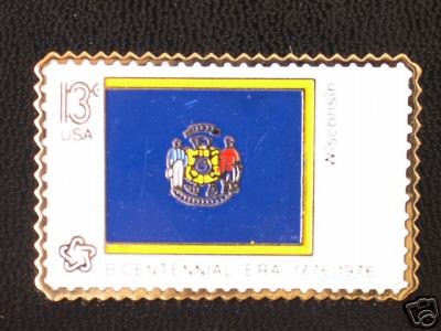 Wisconsin State Flag stamp pin lapel hat tie tac 1662 S