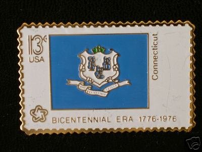 Connecticut State Flag stamp pin lapel hat tie tac 1637 S