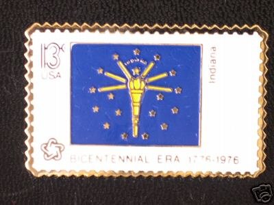 Indiana State Flag stamp pin lapel hat tie tac 1651 S