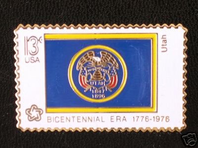 Utah State Flag stamp pin lapel hat tie tac 1677 NIP S