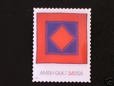 Amish Quilt Orange Diamond Stamp pin lapel hat 3524 S
