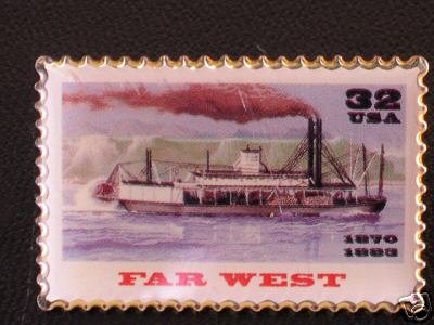Far West Riverboat Stamp Pin lapel pins hat new 3093 S