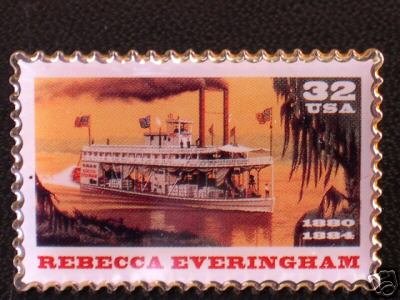Rebecca Everingham Riverboat Stamp Pin lapel hat 3094 S
