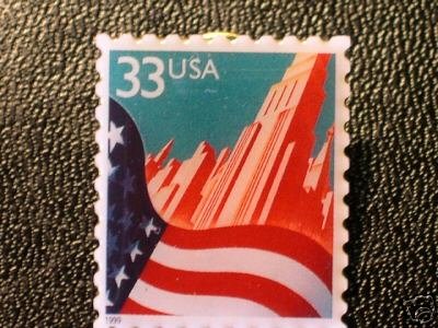 U.S. Flag in City Skyscrapper stamp pin lapel pins 3277 S