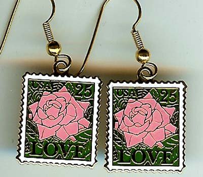 Love Rose Stamp earrings cloisonne 2378ew earwire S