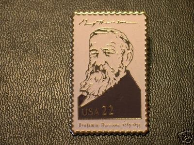 Benjamin Harrison lapel pins stamp pin tie tac 2218e S