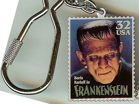 Boris Karloff Frankenstein stamp keychain 3170kc S