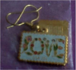 Floral Love Stamp cloisonne dangle earrings 1951ew S