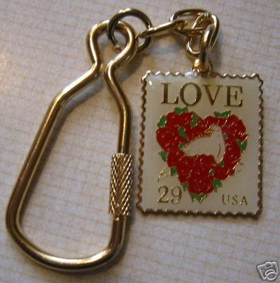 Floral Heart Love Stamp cloisonne keychain 2814kc S