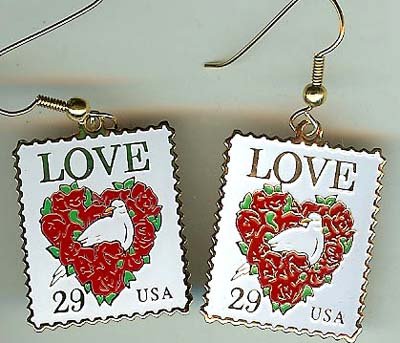 Floral Heart Love Stamp cloisonne earrings 2814ew S