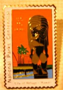 Hawaii City of Refuge National Park Stamp Pin lapel C84 S