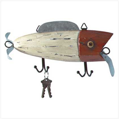 Wood Fish Lure Metal Hook Plaque