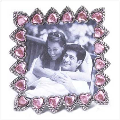 PEWTER PINK HEARTS FRAME