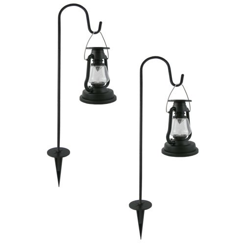 Set of two Solar Lanterns Black with stakes