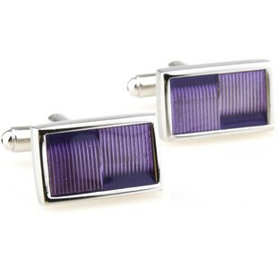 Purple Rectangle Modern Cufflinks FREE Velvet Gift Pouch