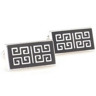 Black Chinese Culture Style Enamel Cufflinks FREE Velvet Gift Pouch
