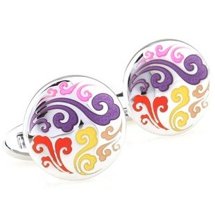 Purple Chinese Auspicious Cloud Cufflinks FREE Velvet Gift Pouch