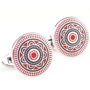 Red Deco Maltese Enamel Cufflinks FREE Velvet Gift Pouch