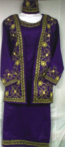 African Women Clothing 4PCs Skirt Set outfit Purple Gold 9104 1X 2X 3X
