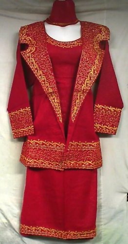 African Women Clothing 4PCs Skirt Set outfit Red Gold 9107 1X 2X 3X