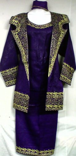African Women Clothing 4PCs Skirt Set outfit Purple Gold 9107 1X 2X 3X