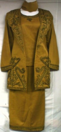 African Women Clothing 4PCs Skirt Set outfit Mustard Gold 9127 1X 2X 3X