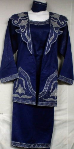 African Women Clothing 4PCs Skirt Set outfit D Blue Silver 847 1X 2X 3X