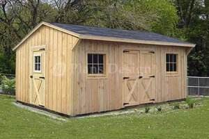 12' X 16' Saltbox Roof Style Storage Shed Plans, Design #71216