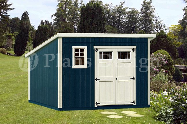 10' x 12' Deluxe Modern Garden Storage Shed Plans, Design #D1012M