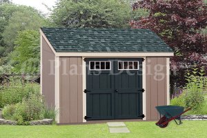 10' Deluxe Lean To Shed Plans, Step By Step Instructions, Design 