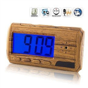 USB Rechargeable 2.0MP Pinhole Spy AV Camera Hidden in LCD Alarm Clock