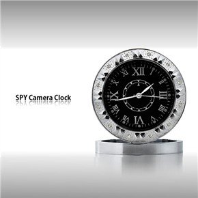 USB Rechargeable 0.3MP Pinhole Spy Camera Disguised in Luxury Clock Style