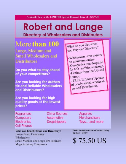 R & L Wholesale Directory
