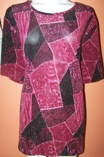 Delta Burke Ladies 3X Blouse Burgundy Animal print