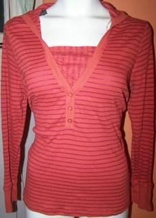 Self Esteem Ladies 18/20 Hoodie Blouse Orange/Purple Stripes