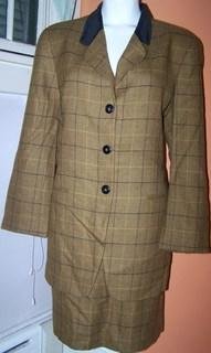 Jones New York Ladies 14 Skirt Suit Brown Plaid Formal