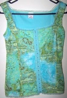 Newport Ladies Small Blouse Blue/Green Corsette