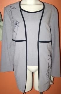 D.J. Summers Ladies 16 Mocktwin Blazer Gray/Black FLowers