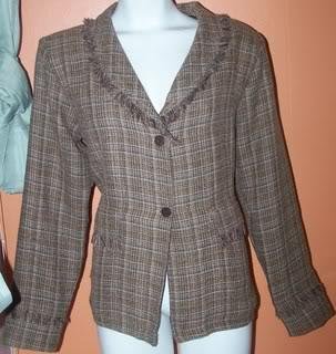 Ladies L Plaid BLazer Casual Multi-Colored