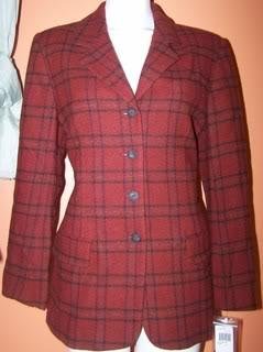 Ladies 8 New Blazer Red Plaid Design New Tags