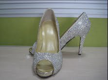 Custom crystal bridal Peep toe shoes with red soles SALE!