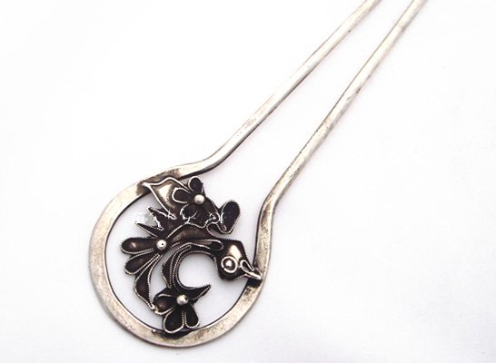 miao silver jewelry hairpin buautiful flower