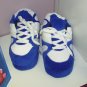 SLIPPERS HAPPY FEET BLUE AND WHITE TENNIS SHOES SUPER SOFT SIZE KIDS SMALL NEW HOUSE SLIPPERS