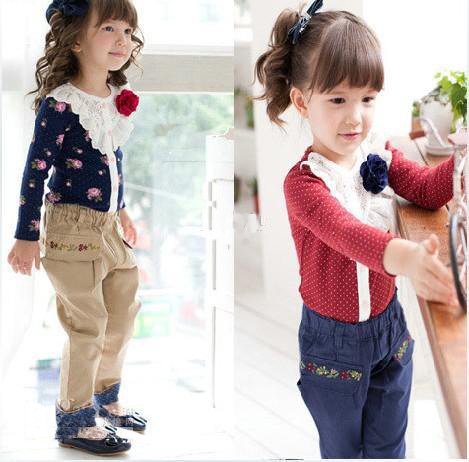 20pcs Children's girl Big Flower Lace primer shirt T-Shirts