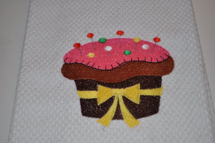 Crafty Cupcake "With Pins" Kitchen Dishtowel