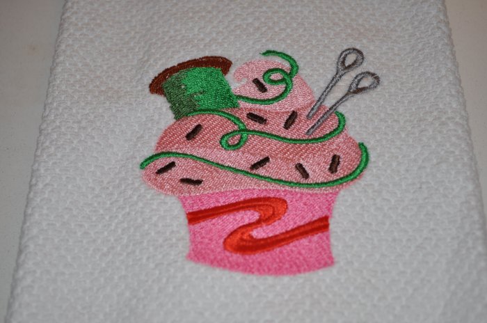 Crafty Cupcake "Thread & Needles" Kitchen Dishtowel