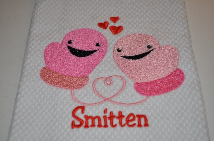 "Smitten Mittens" Valentines Day Kitchen Dishtowel