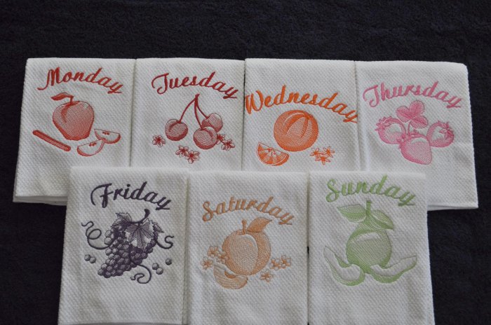 Days Of The Week Kitchen Dishtowels "Fruits"